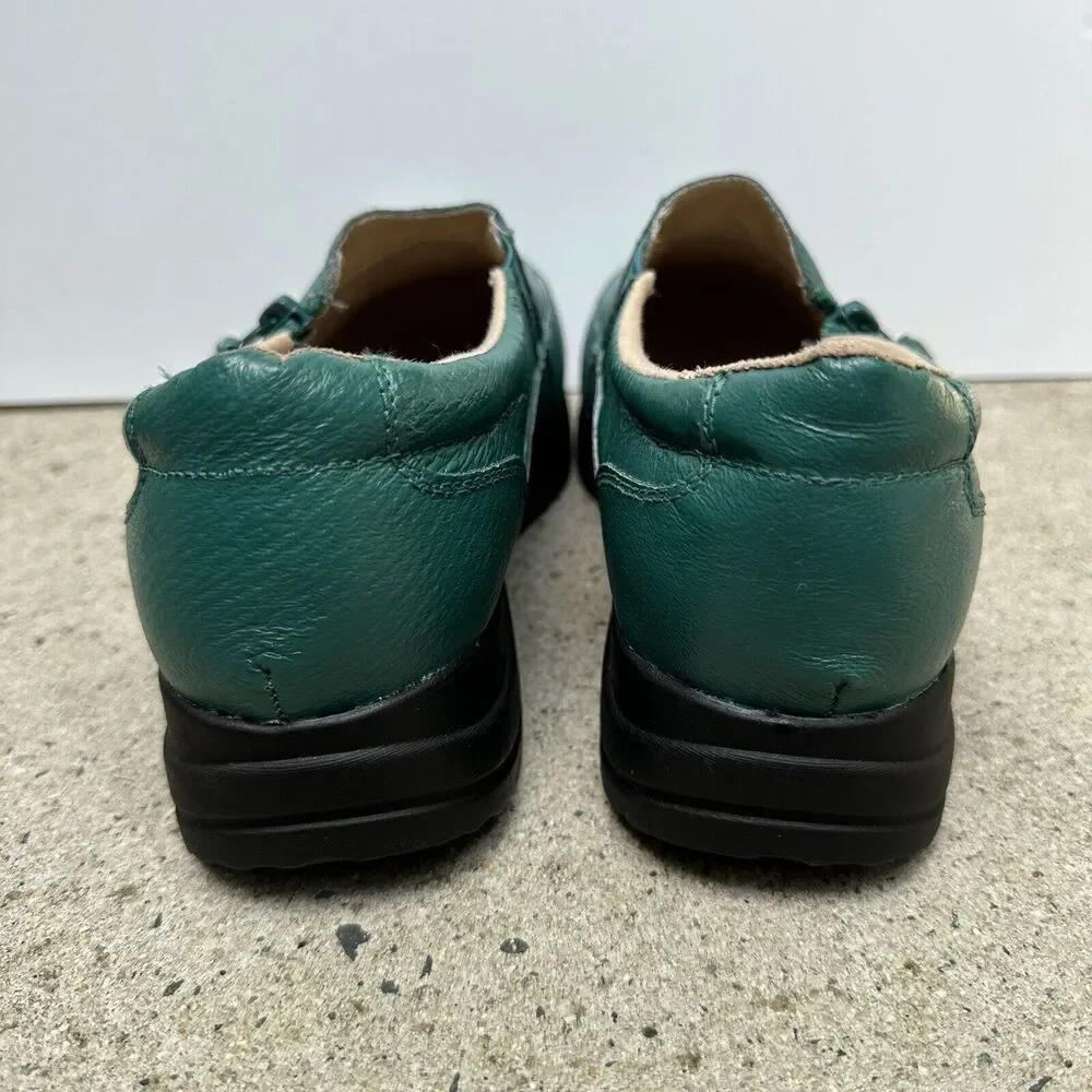 Dr Scholls Side Zip‎ Loafers Women Sz 8.5 W Green Comfort E4H-PY 902337 Leather